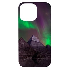 Aurora Stars Sky Mountains Snow Aurora Borealis Iphone 14 Pro Max Black Uv Print Case by Grandong