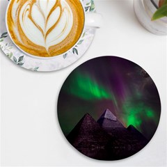 Aurora Northern Lights Celestial Magical Astronomy Uv Print Round Tile Coaster by Grandong