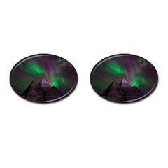 Fantasy Pyramid Mystic Space Aurora Cufflinks (oval) by Grandong