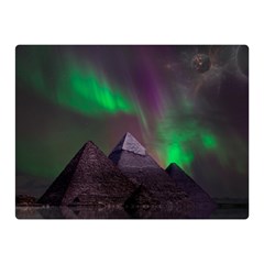 Fantasy Pyramid Mystic Space Aurora Two Sides Premium Plush Fleece Blanket (mini) by Grandong