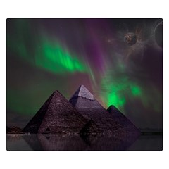 Fantasy Pyramid Mystic Space Aurora Two Sides Premium Plush Fleece Blanket (small) by Grandong