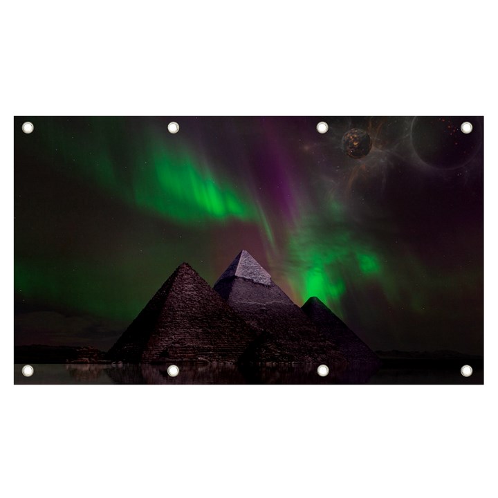 Fantasy Pyramid Mystic Space Aurora Banner and Sign 7  x 4 