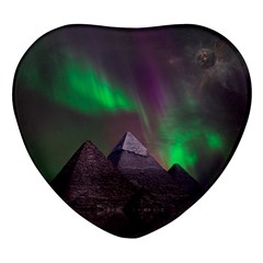 Fantasy Pyramid Mystic Space Aurora Heart Glass Fridge Magnet (4 Pack) by Grandong