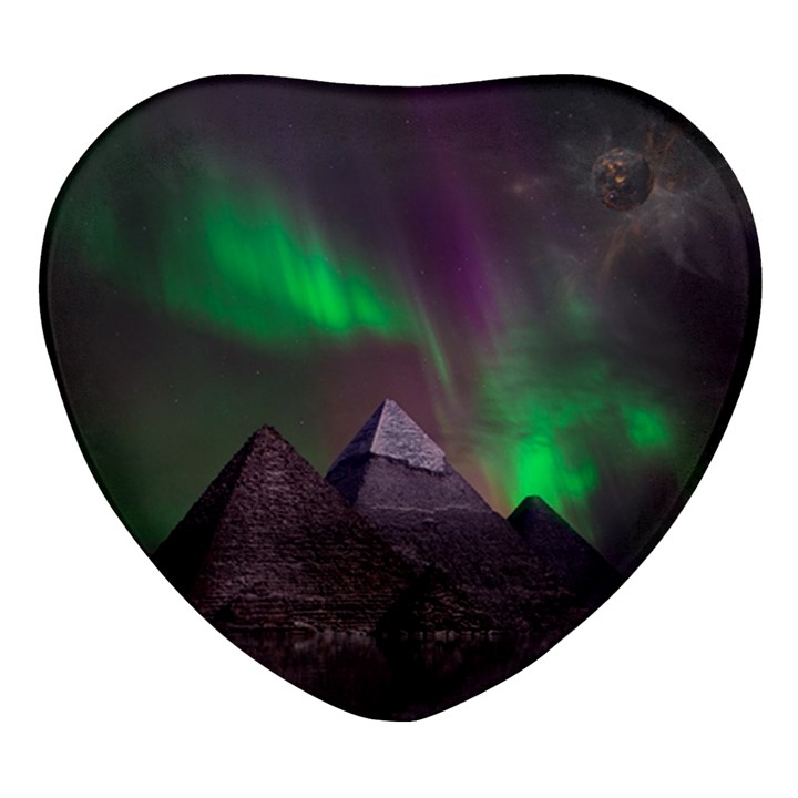 Fantasy Pyramid Mystic Space Aurora Heart Glass Fridge Magnet (4 pack)