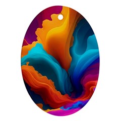 Colorful Fluid Art Abstract Modern Oval Ornament (two Sides) by Ravend