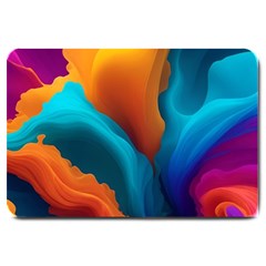 Colorful Fluid Art Abstract Modern Large Doormat by Ravend