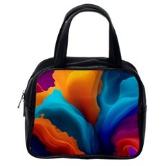 Colorful Fluid Art Abstract Modern Classic Handbag (one Side) by Ravend