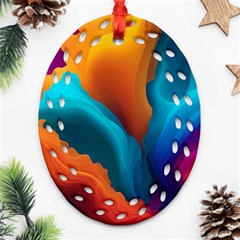 Colorful Fluid Art Abstract Modern Oval Filigree Ornament (two Sides)