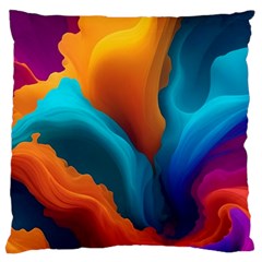 Colorful Fluid Art Abstract Modern Large Cushion Case (two Sides) by Ravend