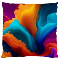 Colorful Fluid Art Abstract Modern Standard Premium Plush Fleece Cushion Case (two Sides) by Ravend