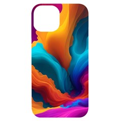 Colorful Fluid Art Abstract Modern Iphone 14 Black Uv Print Case by Ravend