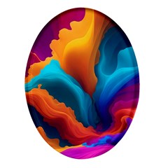 Colorful Fluid Art Abstract Modern Oval Glass Fridge Magnet (4 Pack) by Ravend