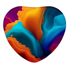 Colorful Fluid Art Abstract Modern Heart Glass Fridge Magnet (4 Pack) by Ravend