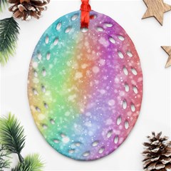 Rainbow Colors Spectrum Background Oval Filigree Ornament (two Sides) by Ravend