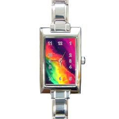 Rainbow Colorful Abstract Galaxy Rectangle Italian Charm Watch by Ravend