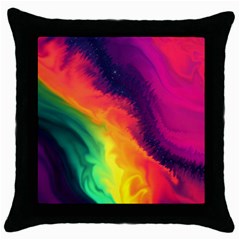 Rainbow Colorful Abstract Galaxy Throw Pillow Case (black) by Ravend