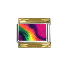 Rainbow Colorful Abstract Galaxy Gold Trim Italian Charm (9mm) by Ravend