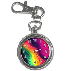 Rainbow Colorful Abstract Galaxy Key Chain Watches by Ravend