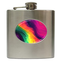 Rainbow Colorful Abstract Galaxy Hip Flask (6 Oz) by Ravend