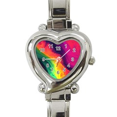 Rainbow Colorful Abstract Galaxy Heart Italian Charm Watch by Ravend