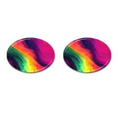 Rainbow Colorful Abstract Galaxy Cufflinks (oval) by Ravend