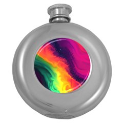 Rainbow Colorful Abstract Galaxy Round Hip Flask (5 Oz) by Ravend