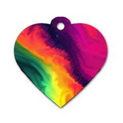 Rainbow Colorful Abstract Galaxy Dog Tag Heart (two Sides) by Ravend