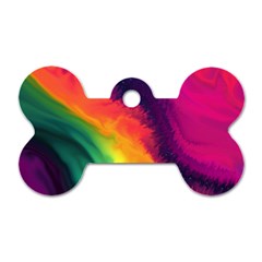 Rainbow Colorful Abstract Galaxy Dog Tag Bone (one Side) by Ravend