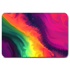 Rainbow Colorful Abstract Galaxy Large Doormat by Ravend