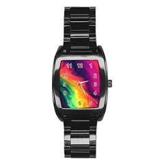 Rainbow Colorful Abstract Galaxy Stainless Steel Barrel Watch by Ravend