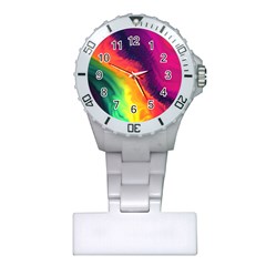 Rainbow Colorful Abstract Galaxy Plastic Nurses Watch by Ravend