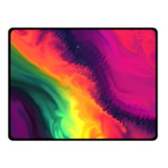 Rainbow Colorful Abstract Galaxy Two Sides Fleece Blanket (small) by Ravend