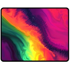 Rainbow Colorful Abstract Galaxy Two Sides Fleece Blanket (medium) by Ravend