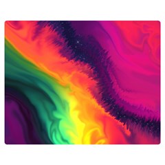 Rainbow Colorful Abstract Galaxy Two Sides Premium Plush Fleece Blanket (medium) by Ravend