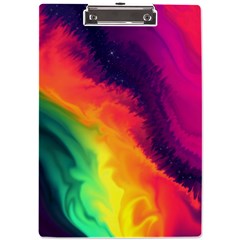 Rainbow Colorful Abstract Galaxy A4 Acrylic Clipboard by Ravend