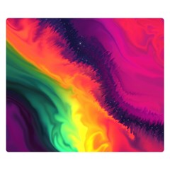 Rainbow Colorful Abstract Galaxy Premium Plush Fleece Blanket (small) by Ravend