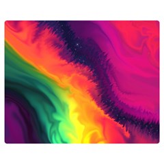 Rainbow Colorful Abstract Galaxy Premium Plush Fleece Blanket (medium) by Ravend