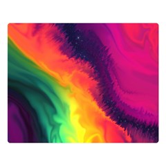 Rainbow Colorful Abstract Galaxy Premium Plush Fleece Blanket (large) by Ravend