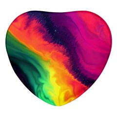 Rainbow Colorful Abstract Galaxy Heart Glass Fridge Magnet (4 Pack) by Ravend