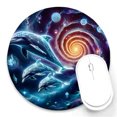 Dolphins Fantasy Round Mousepad by Ravend