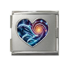 Dolphins Fantasy Mega Link Heart Italian Charm (18mm) by Ravend