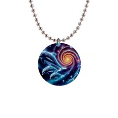 Dolphins Fantasy 1  Button Necklace by Ravend