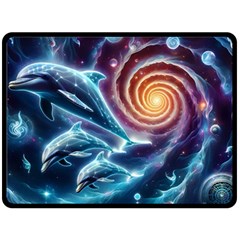 Dolphins Fantasy Fleece Blanket (large) by Ravend