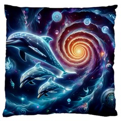 Dolphins Fantasy Standard Premium Plush Fleece Cushion Case (one Side) by Ravend