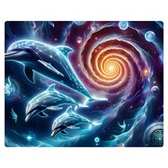 Dolphins Fantasy Two Sides Premium Plush Fleece Blanket (medium) by Ravend