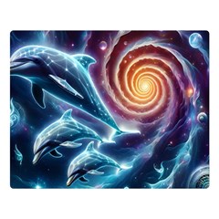 Dolphins Fantasy Premium Plush Fleece Blanket (large) by Ravend