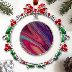 Stars Shimmering Galaxy Ocean Metal X mas Wreath Ribbon Ornament