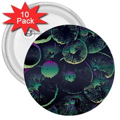 Psychedelic Mushrooms Background 3  Buttons (10 Pack)  by Ravend