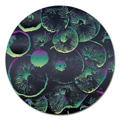 Psychedelic Mushrooms Background Magnet 5  (round)