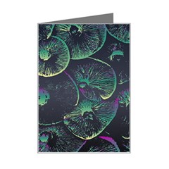 Psychedelic Mushrooms Background Mini Greeting Card by Ravend